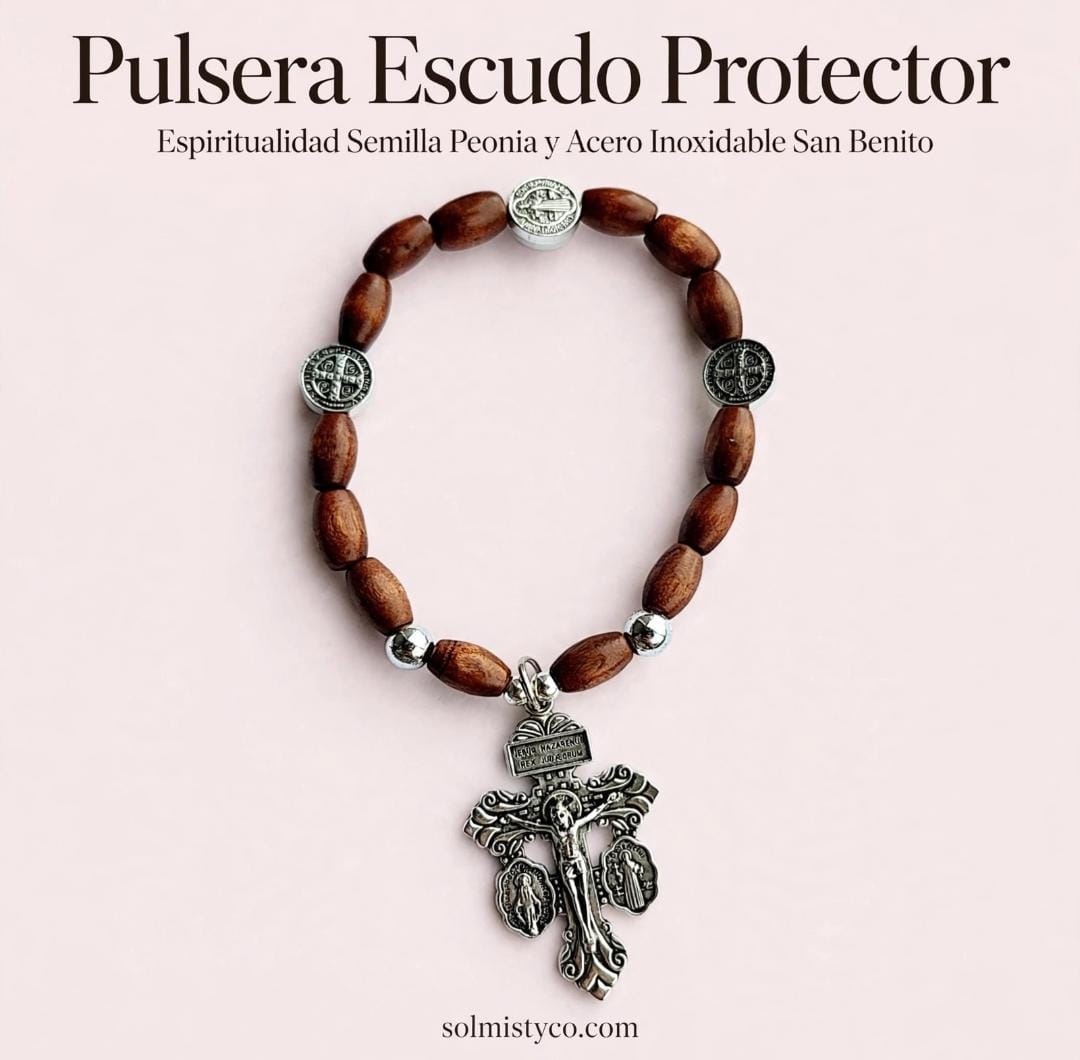 Cruz del perdón peonia café claro escudo protección