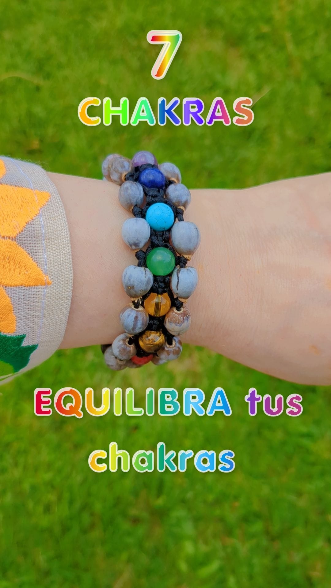 Pulsera 7 chackas-Lagrima de San Pedro,Equilibra y Protege tus chakras
