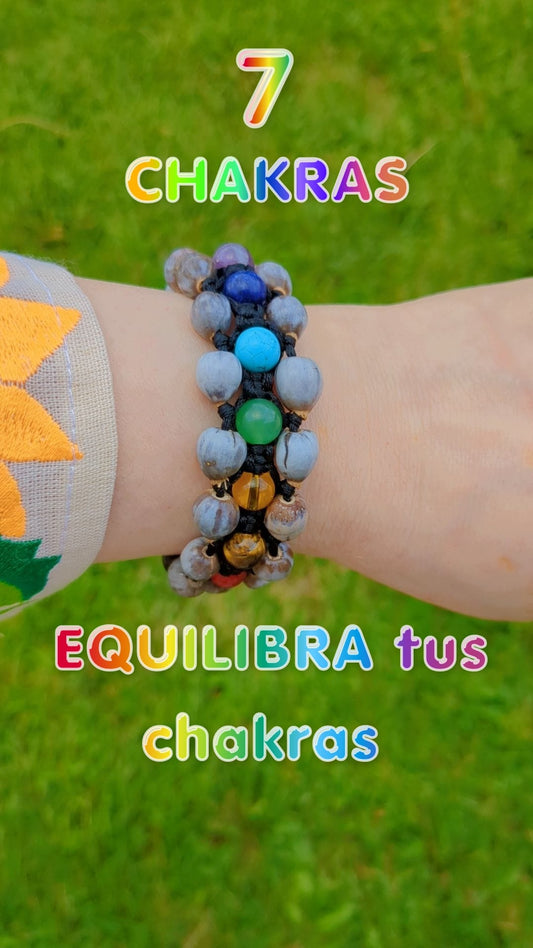 Pulsera 7 chackas-Lagrima de San Pedro,Equilibra y Protege tus chakras